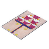 さくらんぼとピンクの背景を持つカップケーキアートプリント ノートブック (左側)