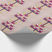 さくらんぼとピンクの背景を持つカップケーキアートプリント ラッピングペーパー (角)