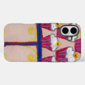 さくらんぼとピンクの背景を持つカップケーキアートプリント Case-Mate iPhoneケース (裏面 (横))