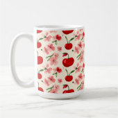 さくらんぼとピンクの花 コーヒーマグカップ (左)