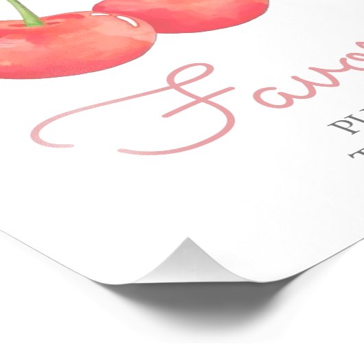 さくらんぼとピンクリボンベビーシャワーの好意サイン フォトプリント            (角)