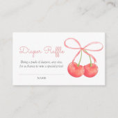 さくらんぼとピンクリボン赤ちゃんシャワーおむつラッフル エンクロージャーカード (正面)