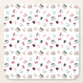 さくらんぼとベリーと弓！ スクエアペーパーコースター (正面)