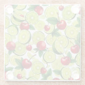 さくらんぼとライムのコースター、夏のタイムデコール ガラスコースター (裏面)