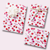 さくらんぼと弓のパターン ラッピングペーパーシート