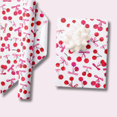 さくらんぼと弓のパターン ラッピングペーパー