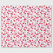 さくらんぼと弓のパターン ラッピングペーパー (フラット)