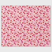 さくらんぼと弓のパターン ラッピングペーパー (フラット)