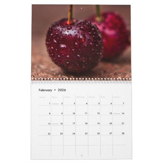 さくらんぼと果実の美味しい写真2026 カレンダー (2月 2026)