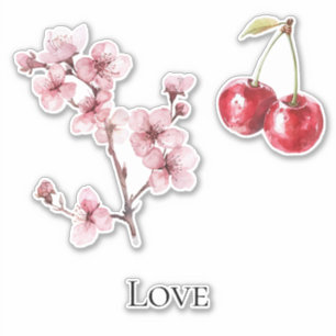 さくらんぼと桜の愛 シール