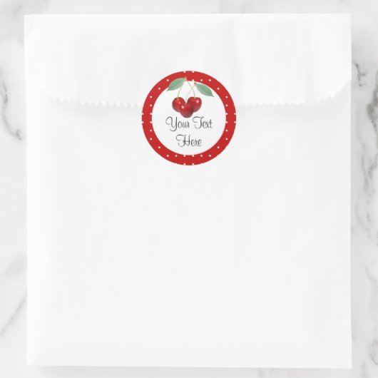 さくらんぼと水玉模様カスタム製品ステッカー ラウンドシール (バッグ)