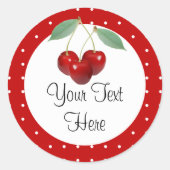 さくらんぼと水玉模様カスタム製品ステッカー ラウンドシール (正面)