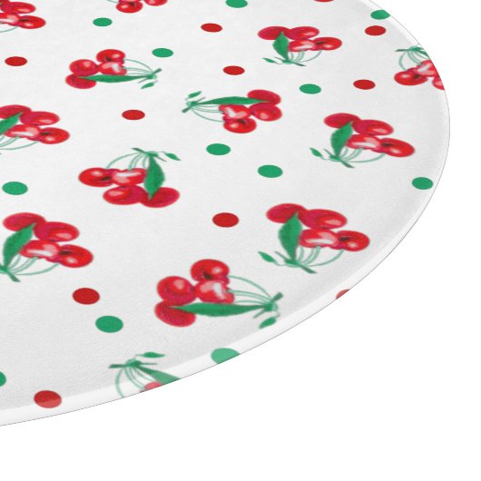 さくらんぼと水玉模様 カッティングボード (角)