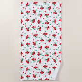 さくらんぼと水玉模様 ビーチタオル (正面)