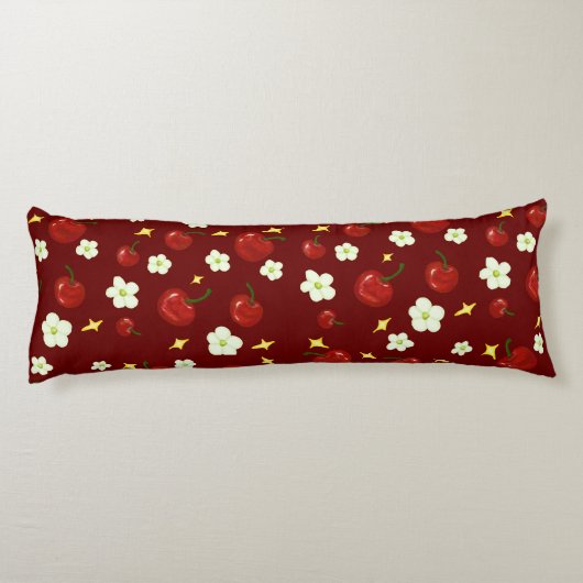 さくらんぼと花のパターン ボディピロー (裏面)