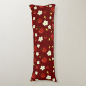 さくらんぼと花のパターン ボディピロー (正面縦)