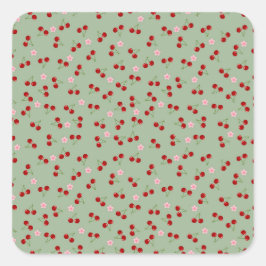 さくらんぼと花 スクエアシール