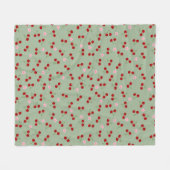 さくらんぼと花 フリースブランケット (正面(横))