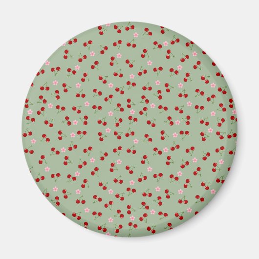 さくらんぼと花 マグネット (正面)