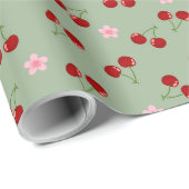 さくらんぼと花 ラッピングペーパー (ロールコーナー)