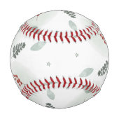 さくらんぼと葉パターン野球 野球ボール (裏面)