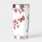 さくらんぼと蝶パーソナライズされた 保温保冷タンブラー (背面)
