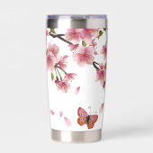 さくらんぼと蝶パーソナライズされた 保温保冷タンブラー (正面)
