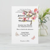 さくらんぼと蝶結婚の花 招待状 (スタンド正面)