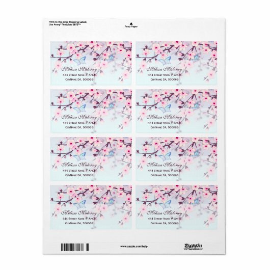 さくらんぼと蝶 ラベル (フルシート)