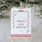 さくらんぼと赤リボン赤ちゃんシャワーへようこそ ポスター