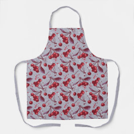 さくらんぼと青のバックラウンド エプロン