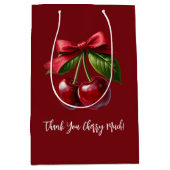 さくらんぼとBow-Thank youさくらんぼ多く ミディアムペーパーバッグ (正面)