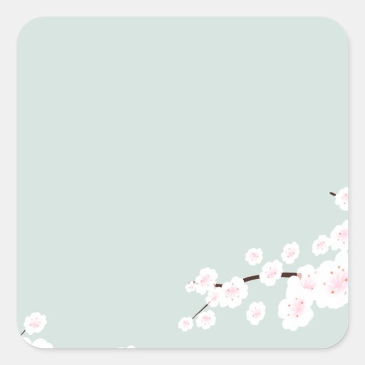 さくらんぼにミントグリーンの背景 スクエアシール (正面)