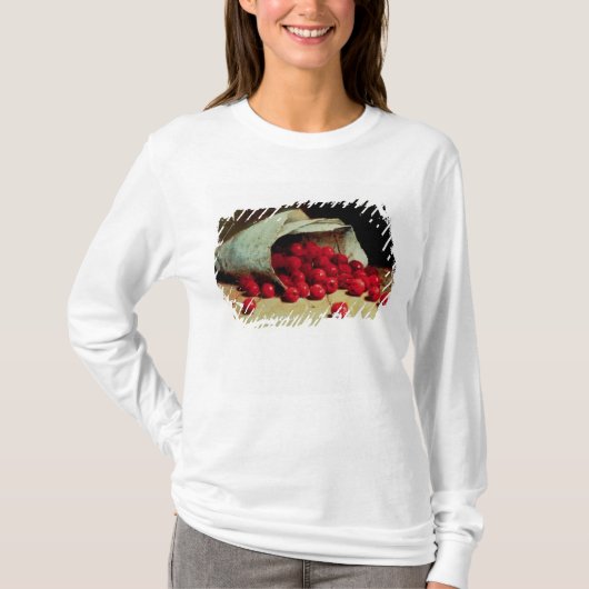 さくらんぼのこぼされたバッグ Tシャツ (正面)
