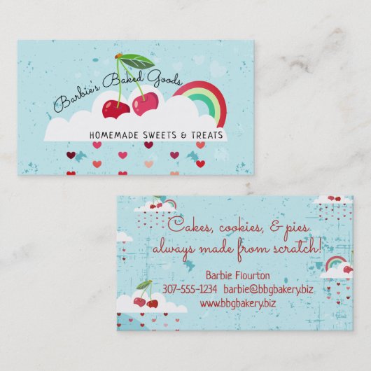 さくらんぼのさくらんぼの雲のベーキングのパン屋の名刺 名刺 (正面/裏面)