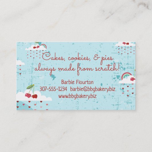さくらんぼのさくらんぼの雲のベーキングのパン屋の名刺 名刺 (裏面)