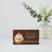 さくらんぼのカップケーキの甘くかわいい名刺 名刺 (スタンド正面)