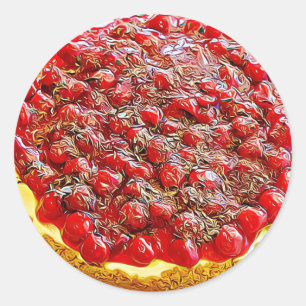 さくらんぼのチーズケーキのステッカー ラウンドシール