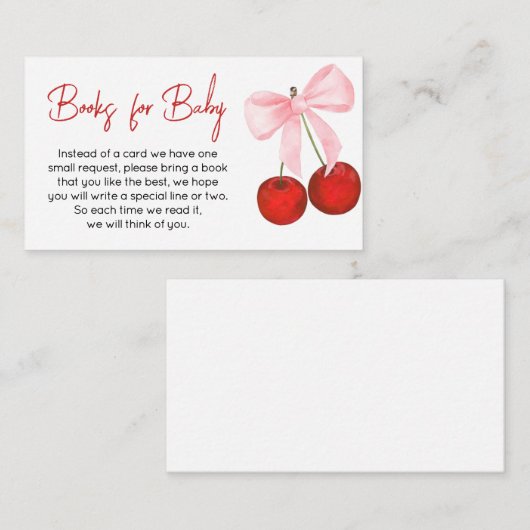 さくらんぼのトップに赤ちゃんシャワーベビー エンクロージャーカード (正面/裏面)