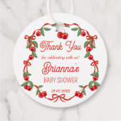 さくらんぼのトップリボンの赤ちゃんシャワーの好意 フェイバータグ (正面)