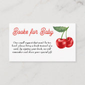 さくらんぼのトップリボンの赤ちゃんシャワーブックリクエスト エンクロージャーカード (正面)