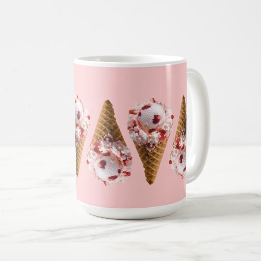 さくらんぼのバニラアイスクリーム コーヒーマグカップ (正面右)