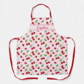 さくらんぼのパター淡い色のン(ピンクの名前エプロン付き) エプロン (正面)