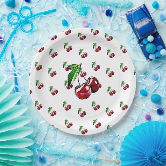 さくらんぼのパーティーの紙皿のようなかわいいレトロ ペーパープレート (パーティー)