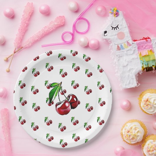 さくらんぼのパーティーの紙皿のようなかわいいレトロ ペーパープレート (パーティー)