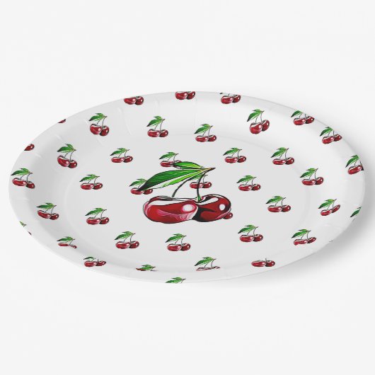 さくらんぼのパーティーの紙皿のようなかわいいレトロ ペーパープレート (アングル)