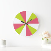 さくらんぼのピンクおよびライムのモダンな台所は-おもしろいの時間を記録します! ラージ壁時計 (ホーム)