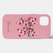 さくらんぼのピンク弓，かわいい，モダン水色，カスタム Case-Mate iPhoneケース (裏面 (横))