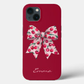 さくらんぼのピンク弓，かわいい，モダン水色，カスタム Case-Mate iPhoneケース (裏面)