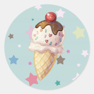 さくらんぼのファッジのアイスクリーム ラウンドシール